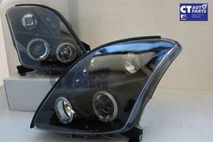 tools all cars, camping Car accessories Black LED Angel Eyes Projector Headlights for 04-10 Suzuki Swift Sport Head ligh