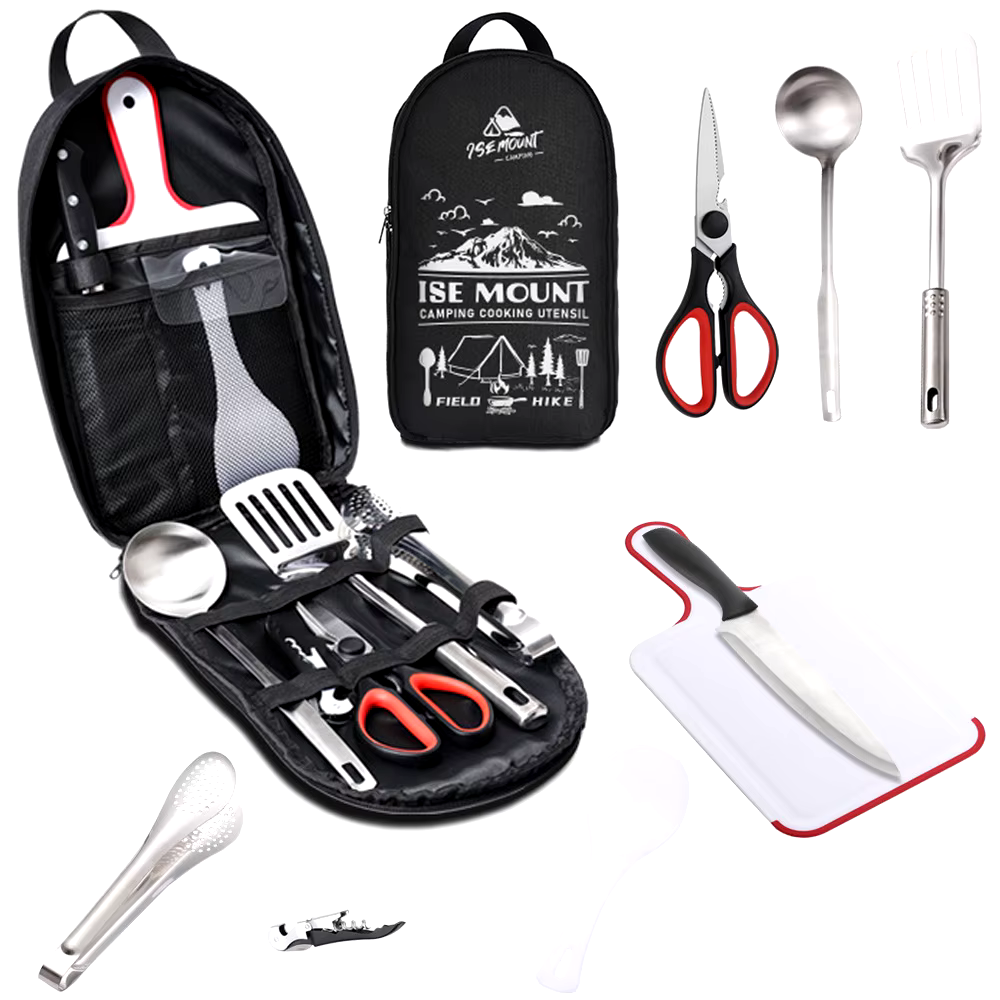 tools all cars, camping camping Portable Travel Utensils Set 9pcs Stainless Steel Camping Kitchen Cookware Set Kitchenware for Backpacking BBQ Camping Picnic