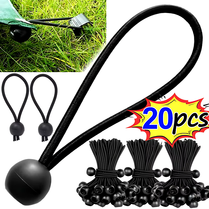 5/10/20pcs Multi-functional Fixed Rope Ball Plastic Ball Outdoor Tent Storage Elastic Rope Buckle Rubber Band Camping Survival