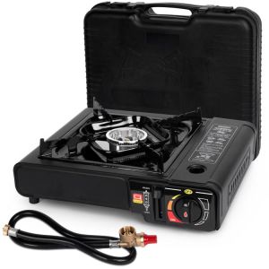 SHINESTAR Dual Fuel Stove with Butane & Propane Compatibility, Portable Camping Stove for Outdoor Cooking, Propane Adapter Hose an