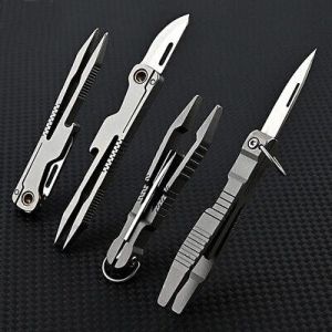 1 PC EDC Titanium Alloy Multi Tools Tweezers Opener Pocket Outdoor Folding Knife