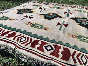 S-XLarge Indian Tribal Navajo Sofa Throw Blanket Aztec Cotton Picnic Camping Rug