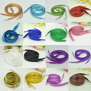 Women Flat Golden Silver Shoe Laces Super Long Camping Growing Canvas Shoelaces