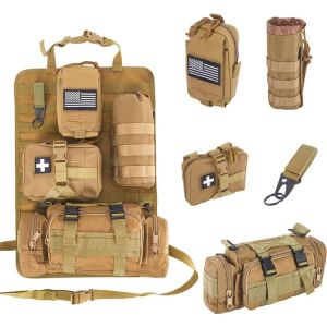 Universal Tactical Car Seat Back Organizer Bag Tactical Molle Vehicle Organizers Panel Vehicle Protector Organizers with 4 Detacha
