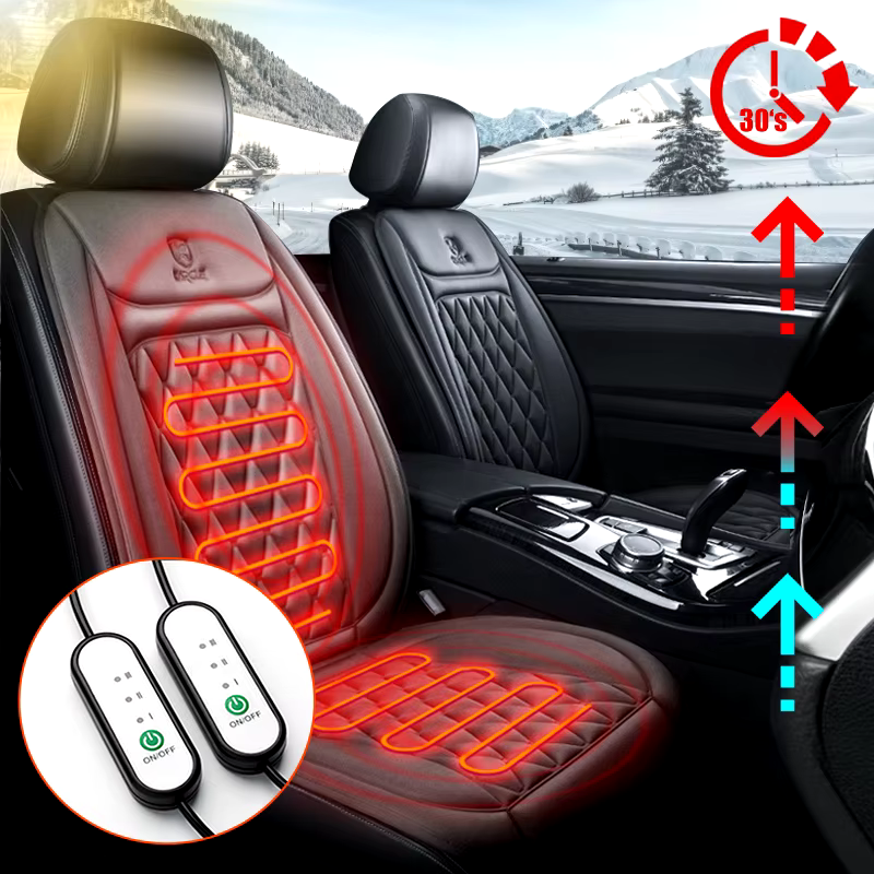 12V Heated Car Seat Cushion Cloth/Flannel Car Seat Heater Winter Warmer Seat Heating Car Accessories Heating Pads Set Universal